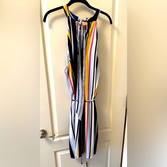 New York & Co. XXL Halter Dress with Tie-Back Neck and Self-Fabric Belt - Picture 2 of 8